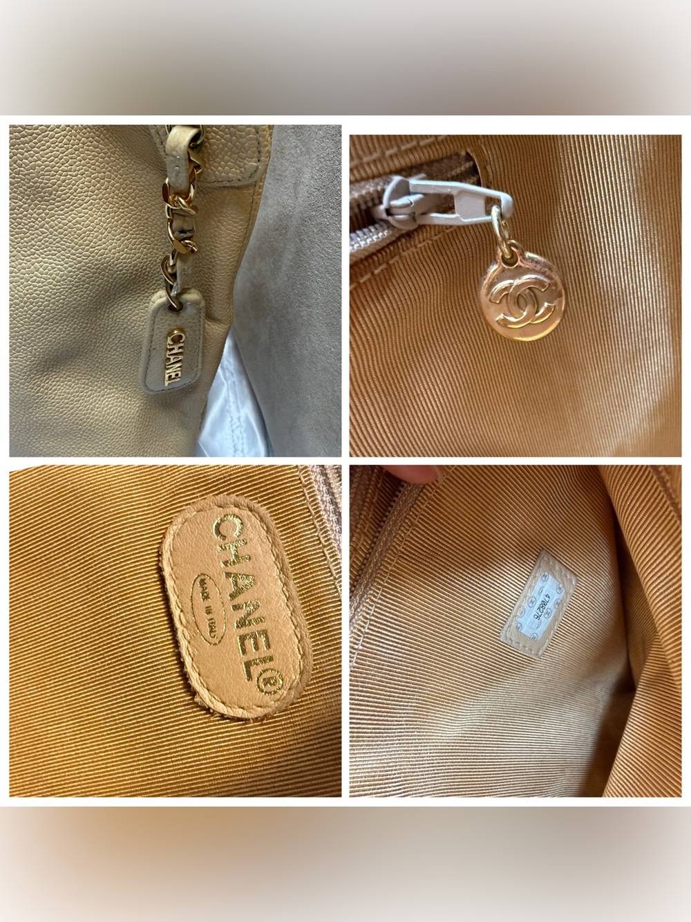 Chanel Caviar Leather CC Tote Bag Gold Hardware Vintage Shoulder Shopper - Picture 9 of 16